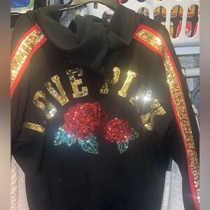 Victorias Secret Pink- Sparkly rhinestone hoodie size M (runs big)
